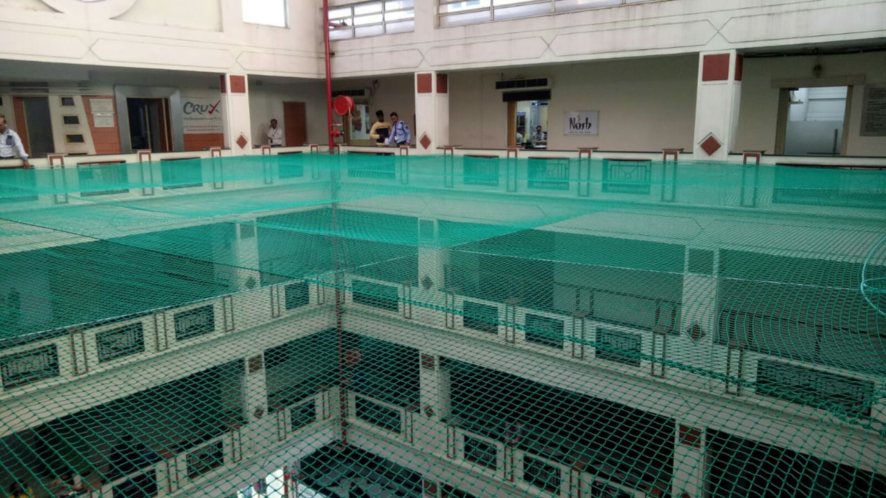 Open Area Safety Nets installation by Sweta Invisible Grill for homes, balconies and commercial properties in Gurugram, Delhi NCR and Noida