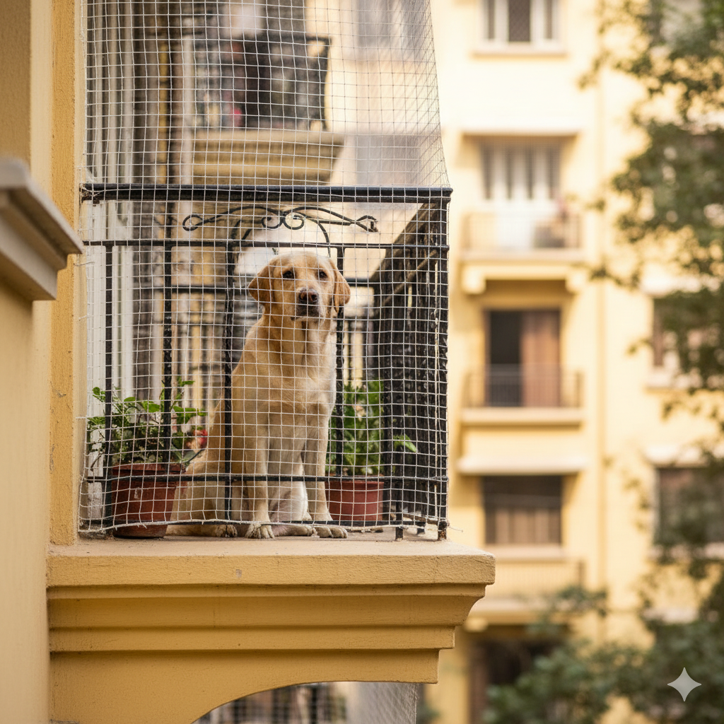 Pets Safety Nets installation by KGR Enterprises for residential and commercial safety solutions